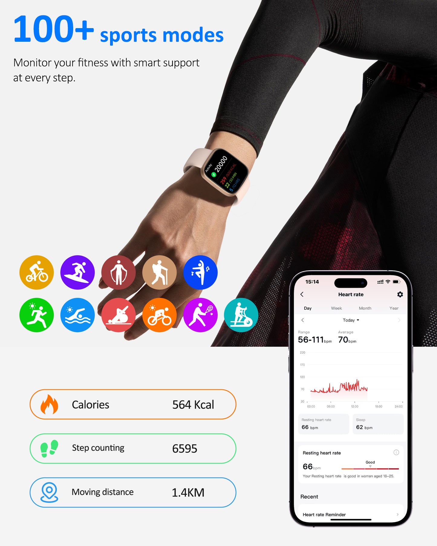 Smart Watch for Men Women, Bluetooth Calling, 1.83" HD Touch Screen Fitness Tracker, 100+ Sports Modes, Heart Rate Sleep Monitor, DIY Dial, IP68 Waterproof, Compatible with Android & iOS